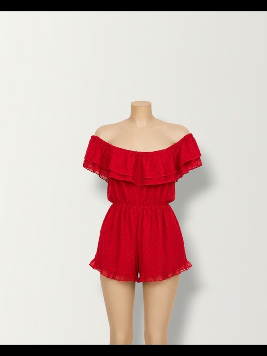 ANDREE BY UNIT Pants - ANDRÉE BY UNIT Women's Red Off-Shoulder Ruffle Romper-S